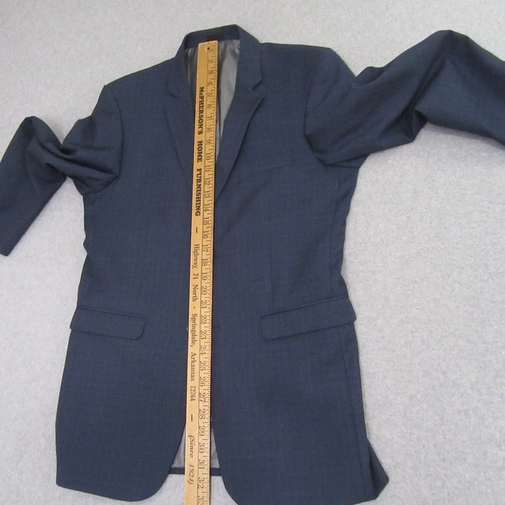 Stacy Adams Mens Sport Coat 40R‎ Slim Blue Glen Plaid Blazer Double Vent Modern